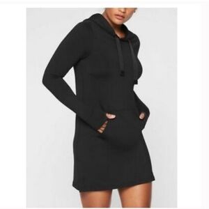 Athleta Surry Hills Black Long Sleeve Hoodie Dress